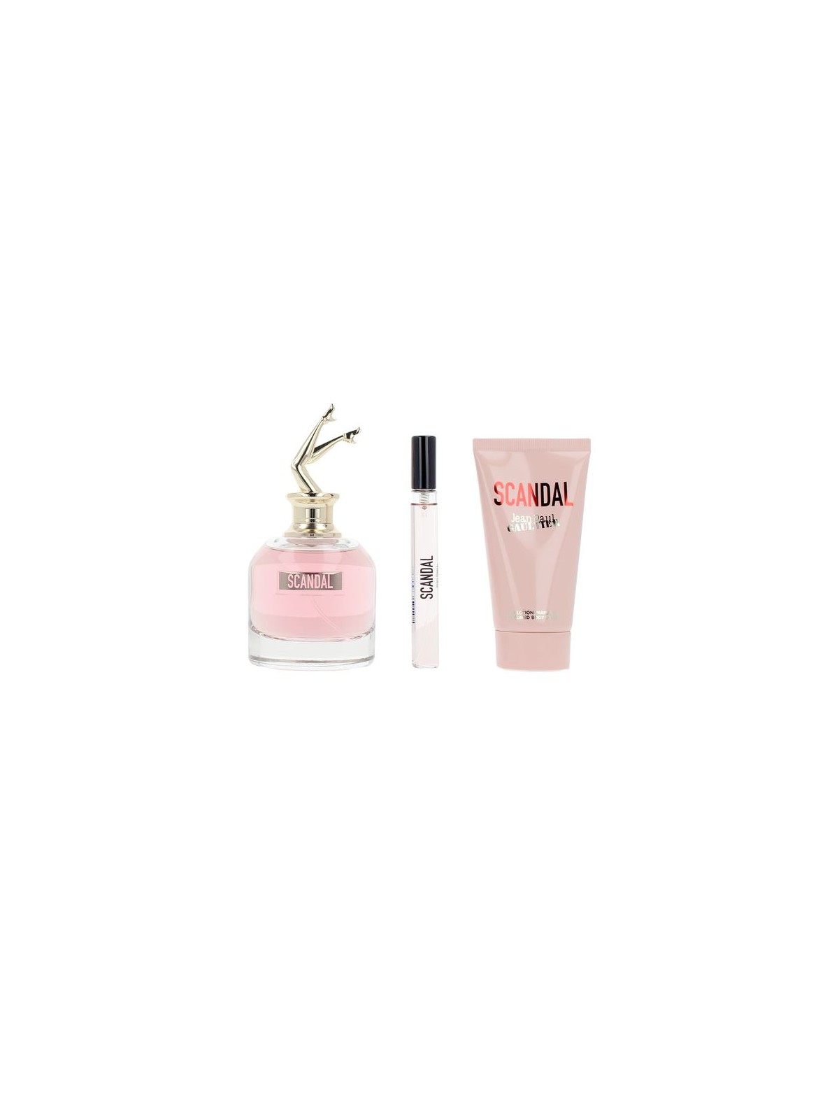 Jean Paul Gaultier SCANDALO set da 3 pezzi Eau de Parfum spray 80 ml + Body Lotion 75 ml + Eau de Parfum spray 10 ml unisex