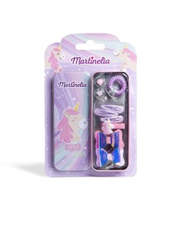 Martinelia SCATOLA DI LATTA UNICORNO 10 pezzi 2 bows + 3 clips + 1 scrunchie + 2 rings + 1 clip + case unisex