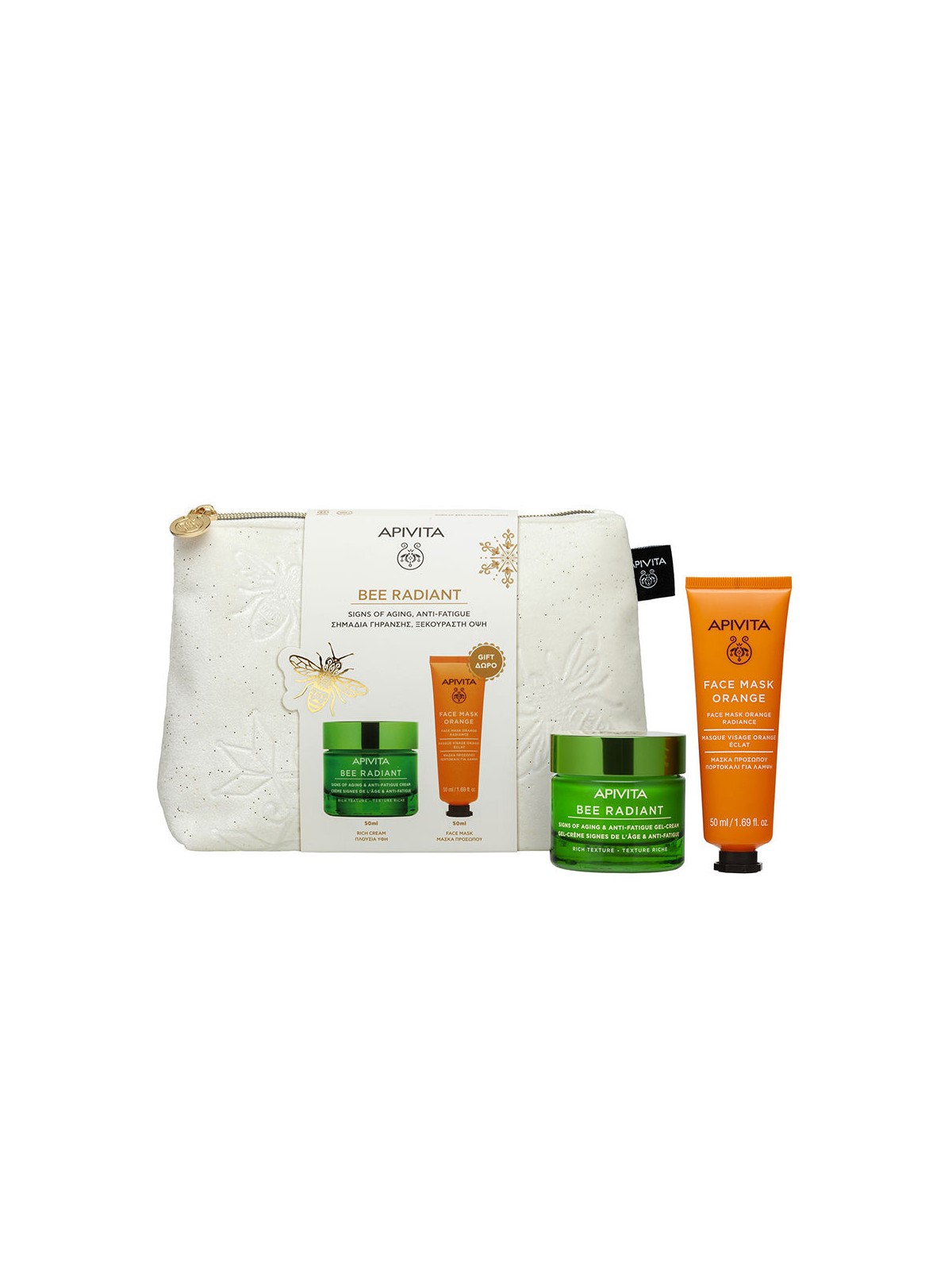 Apivita Set da 2 pezzi BEE RADIANT GEL-CREAM per pelli secche, con effetto anti-età e anti-stanchezza. unisex