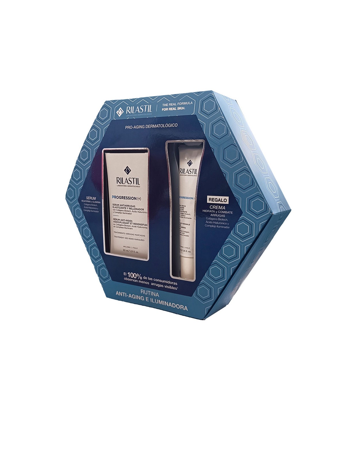 Rilastil SET DA 2 PEZZI PER LA ROUTINE ANTIRUGHE E ILLUMINANTE PROGRESSION +. Serum 30 ml + Cream 40 ml donna