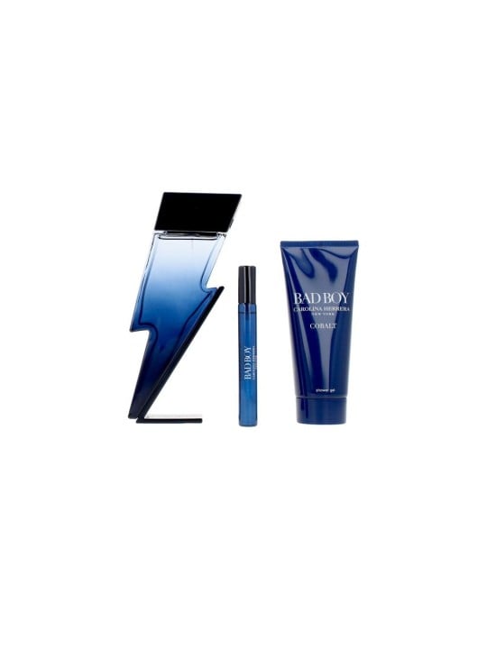 Carolina Herrera Set da 3 pezzi BAD BOY COBALT Eau de Parfum spray 100 ml + Bath Gel 100 ml + Eau de Parfum spray 10 ml unisex