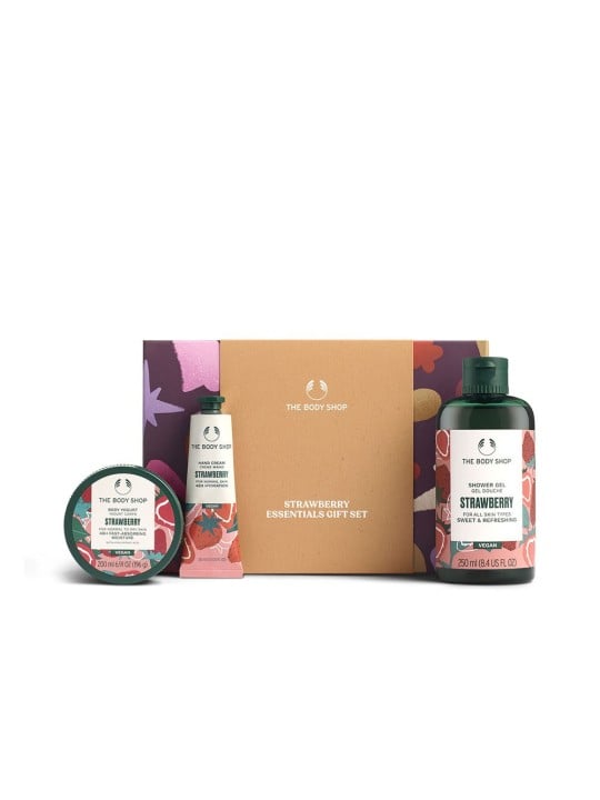 The Body Shop SET DA 3 PEZZI CON FRAGOLE PICCOLE Body yogurt 200ml + hand cream 30ml + shower gel 250ml unisex