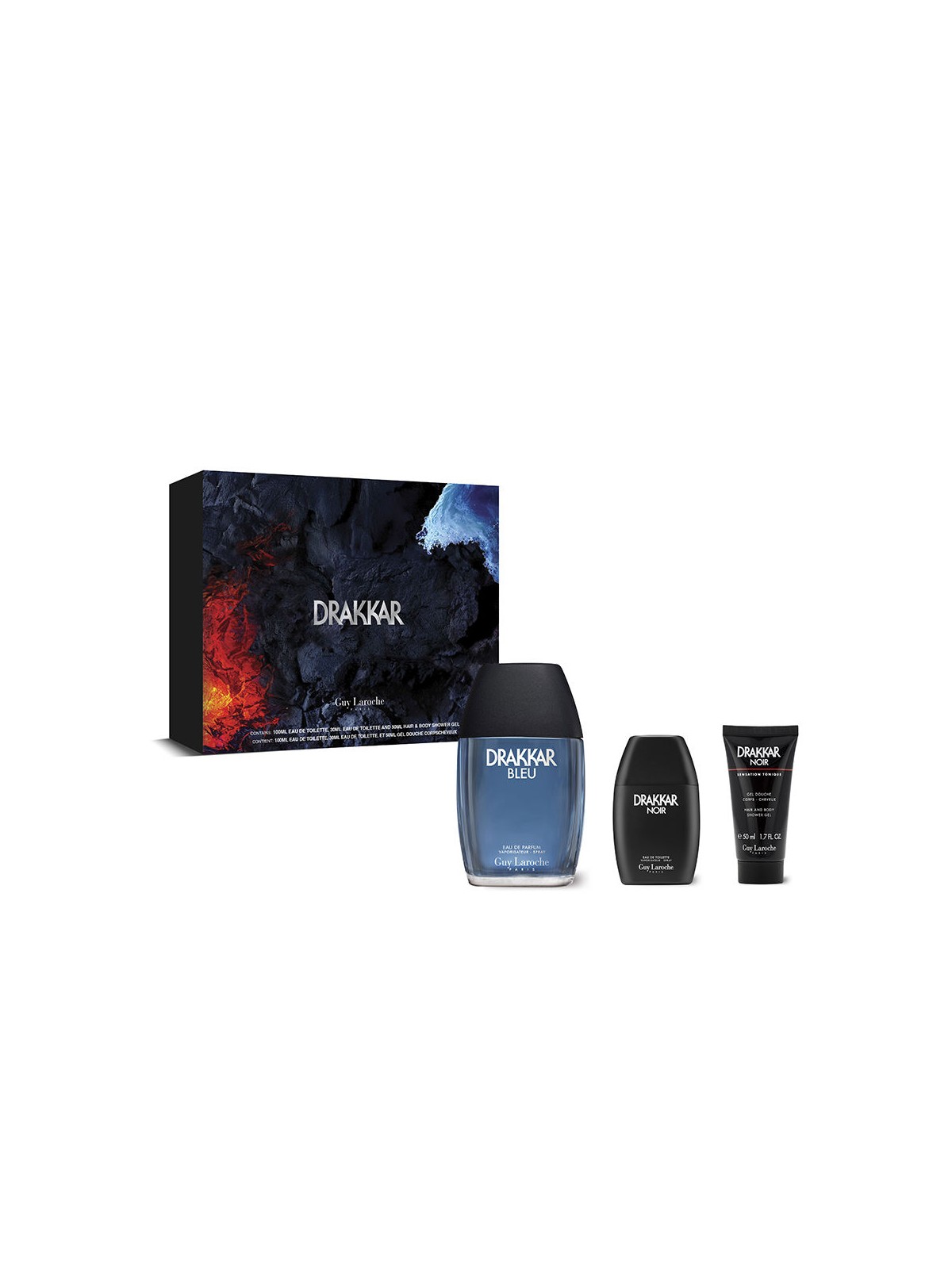 Drakkar Set da 3 pezzi DRAKKAR BLEU Eau de Parfum spray 100 ml + Eau de Toilette spray 30 ml + Deo vapo spray 50 ml unisex