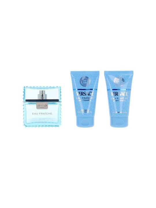 Versace Set da 3 pezzi EAU FRAICHE MAN Eau de Toilette spray 50 ml + Shower Gel 50 ml + Aftershave Balm 50 ml uomo