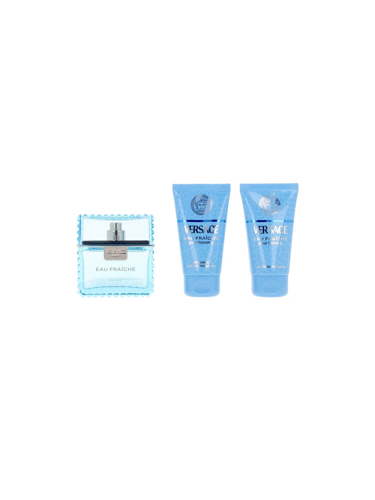 Versace Set da 3 pezzi EAU FRAICHE MAN Eau de Toilette spray 50 ml + Shower Gel 50 ml + Aftershave Balm 50 ml uomo