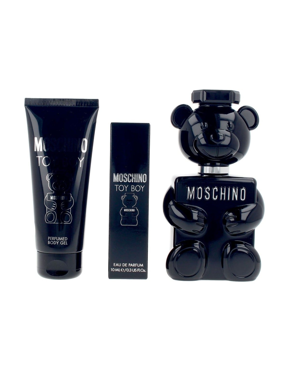 Moschino Set da 3 pezzi TOY BOY Eau de Parfum spray 100 ml + Shower Gel 100 ml + Eau de Parfum spray 10 ml unisex