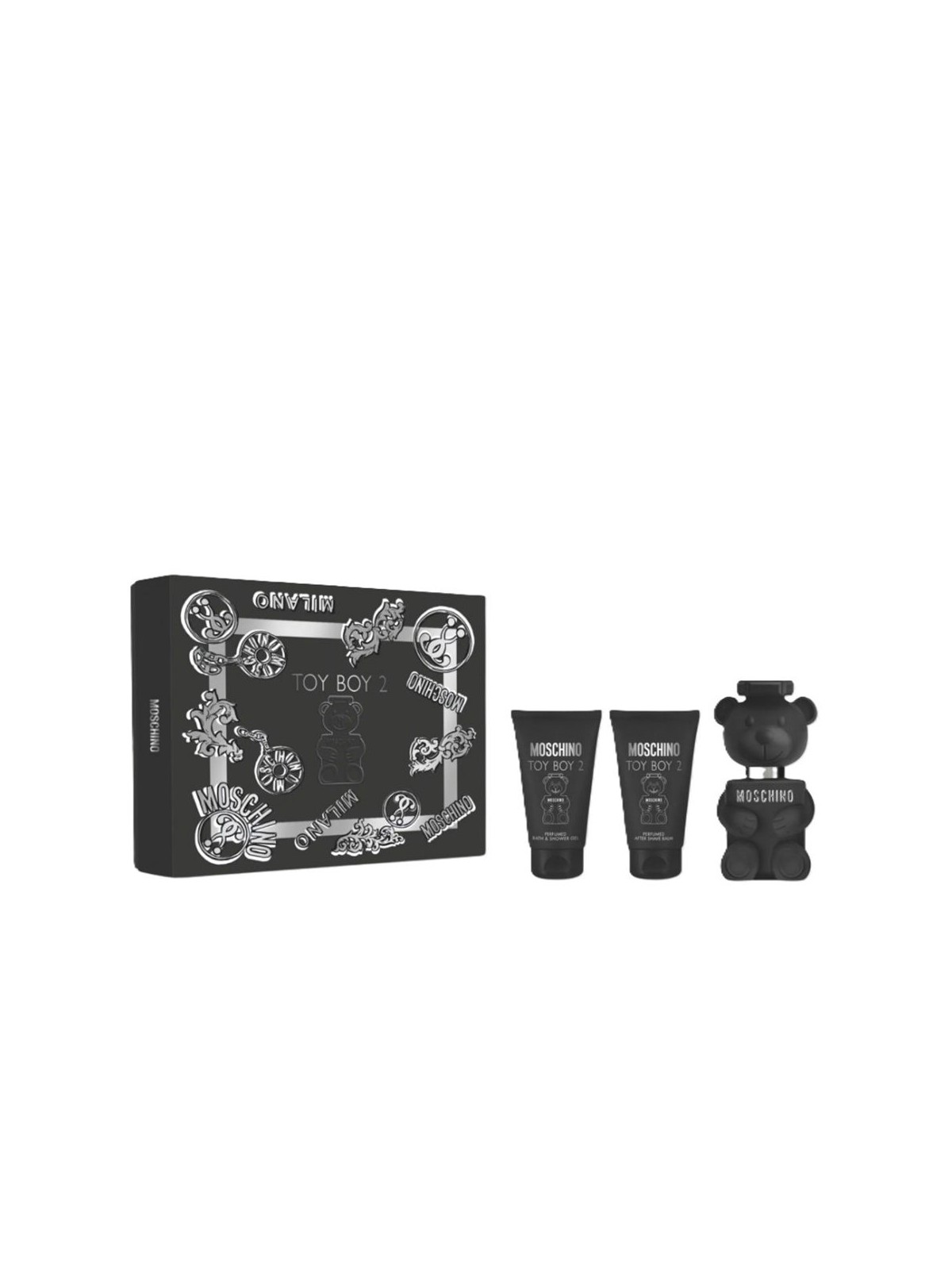 Moschino Set da 3 pezzi TOY BOY 2 Eau de Parfum spray 50ml + Shower gel 50ml + Aftershave balm 50ml uomo