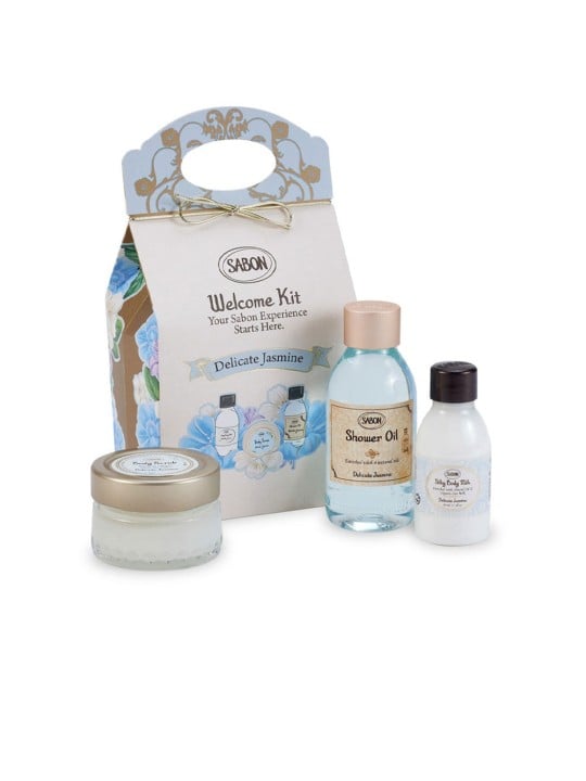 Sabon Set da 3 pezzi WELCOME JASMINE shower oil + silky body milk + Body Scrub 320 gr unisex