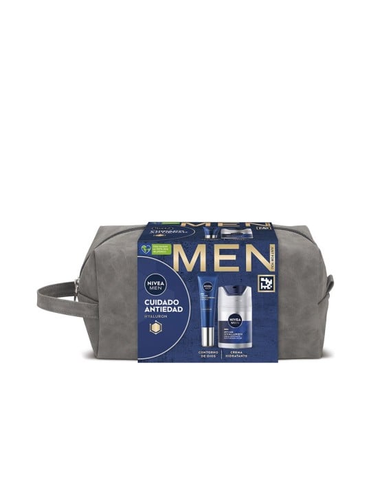 Nivea Set da toilette da uomo, astuccio per prodotti anti-età, 3 pezzi eye contour 15 ml + moisturizing cream 50 ml uomo