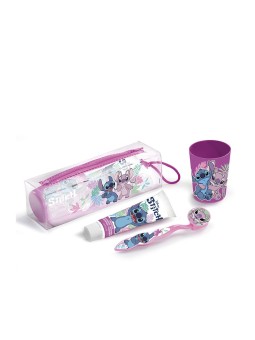 Lorenay SET DENTISTICO STITCH 4 pezzi dentífrico 75 ml + cepillo dental + vaso + neceser unisex