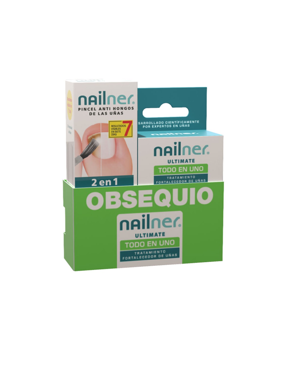 Nailner SET DI 2 SPAZZOLE 2 IN 1 PER CHIODI, SPAZZOLE ANTIMICOTICHE unisex