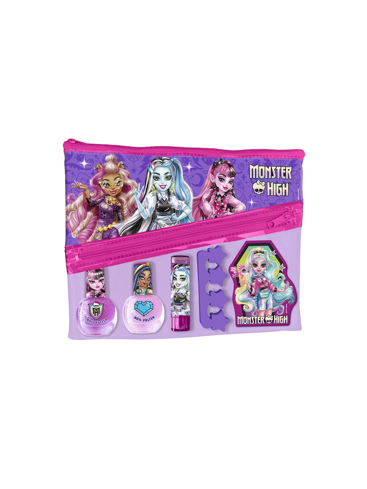 Monster High SET DI BELLEZZA MONSTER HIGH 5 PEZZI 2 esmaltes de uñas + 1 labial + separador de dedos + estuche unisex