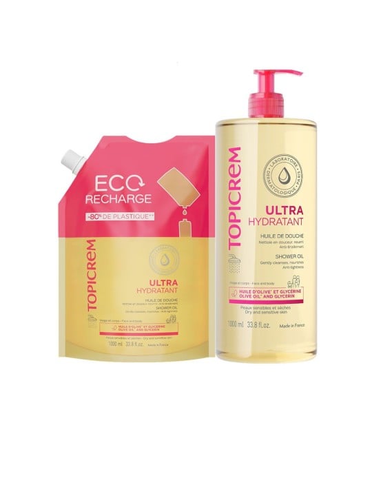 Topicrem Set di oli per doccia UH, 2 pezzi Shower oil 1000 ml + Shower oil refill 1000 ml unisex