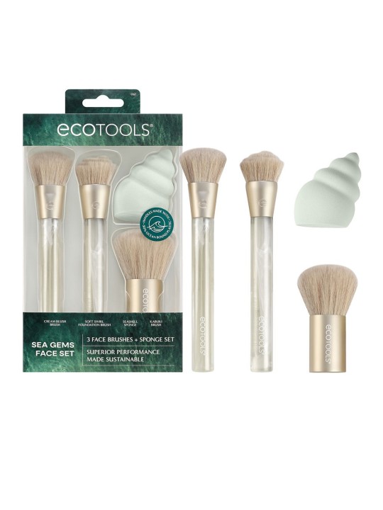 Ecotools SET DI PENNELLI E SPUGNETTE DA TRUCCO SEA GEMS 4 pezzi unisex