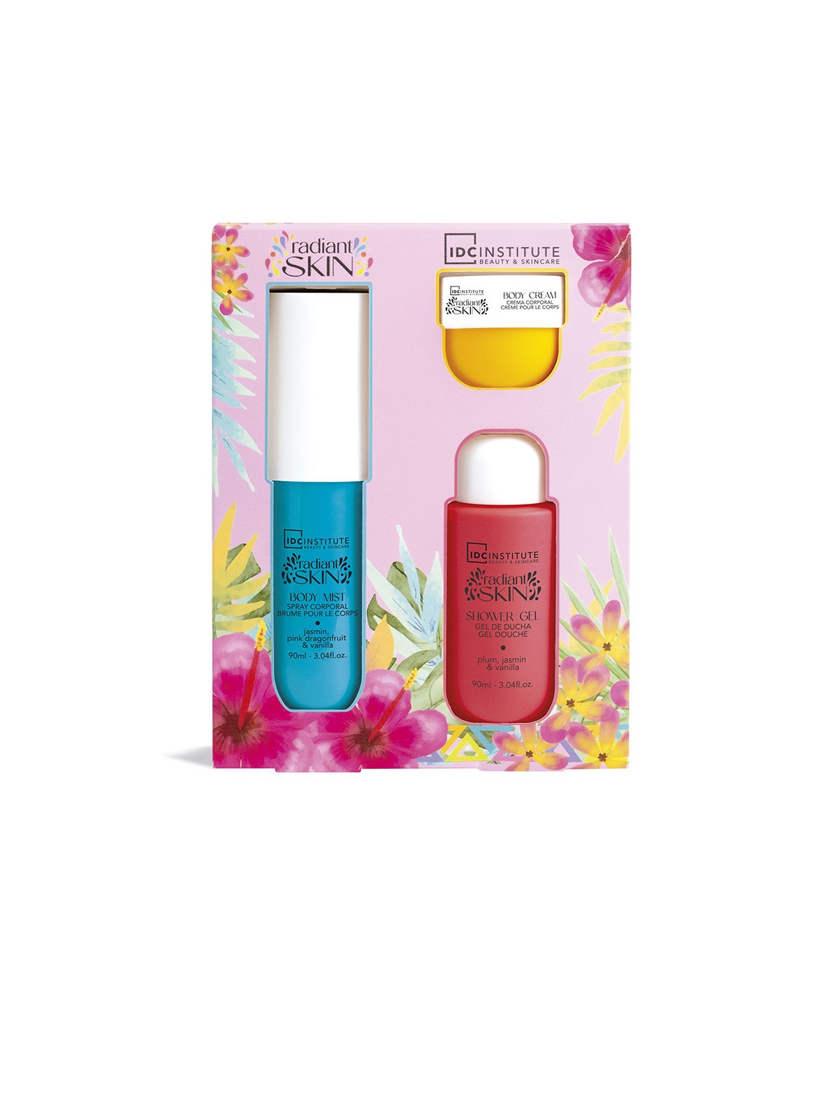 Idc Institute Set per una pelle radiosa in 3 pezzi 90ml Shower Gel + 30ml Body Lotion + 90ml Body Mist unisex