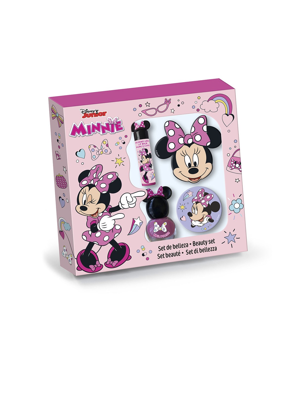 Lorenay SET TRUCCHI MINNIE BEAUTY 4 PEZZI nail polish + lipstick + mirror + nail file unisex