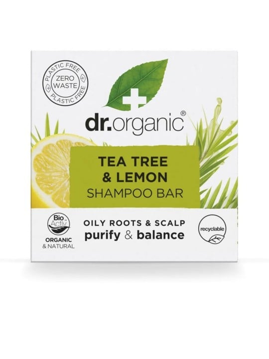 Dr. Organic Shampoo solido all'olio di tea tree e limone 75 g donna
