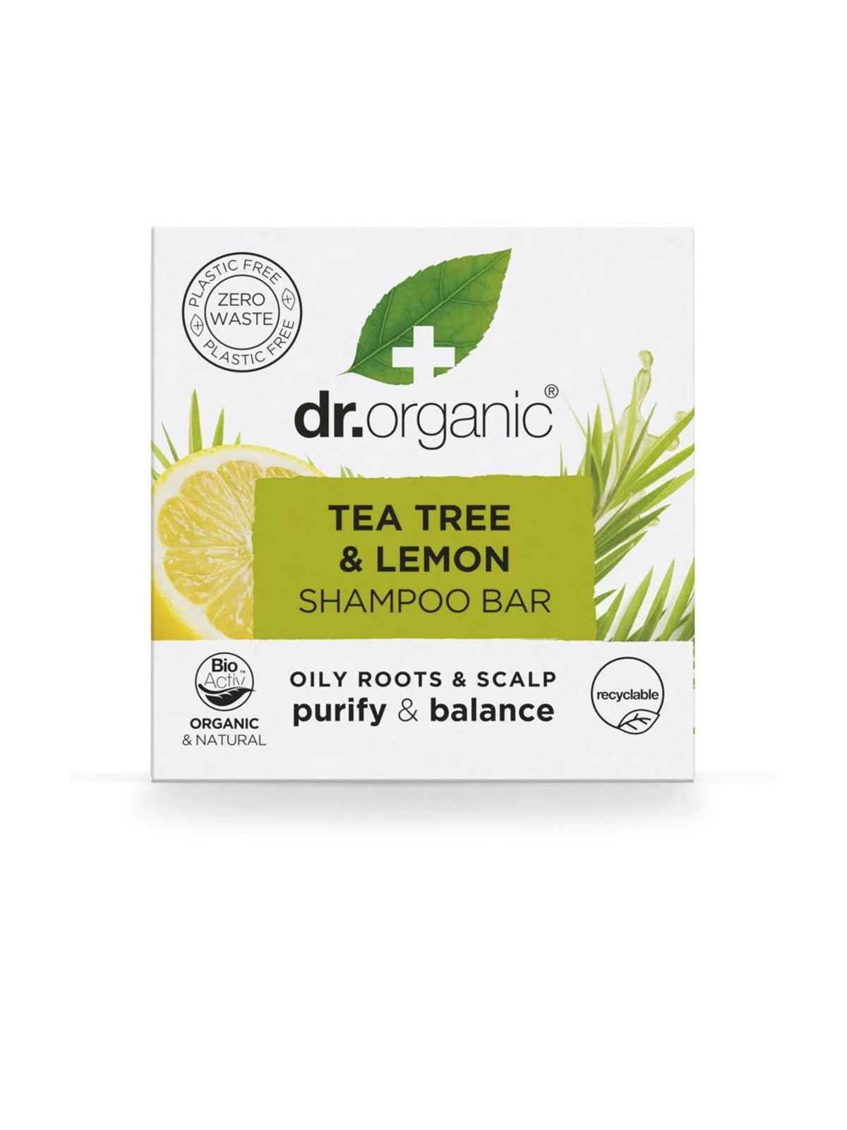 Dr. Organic Shampoo solido all'olio di tea tree e limone 75 g donna