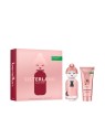 Benetton SISTERLAND Astuccio color ciliegia rosa, 2 pezzi Eau de Parfum spray 80ml + Perfumed body lotion 75ml donna