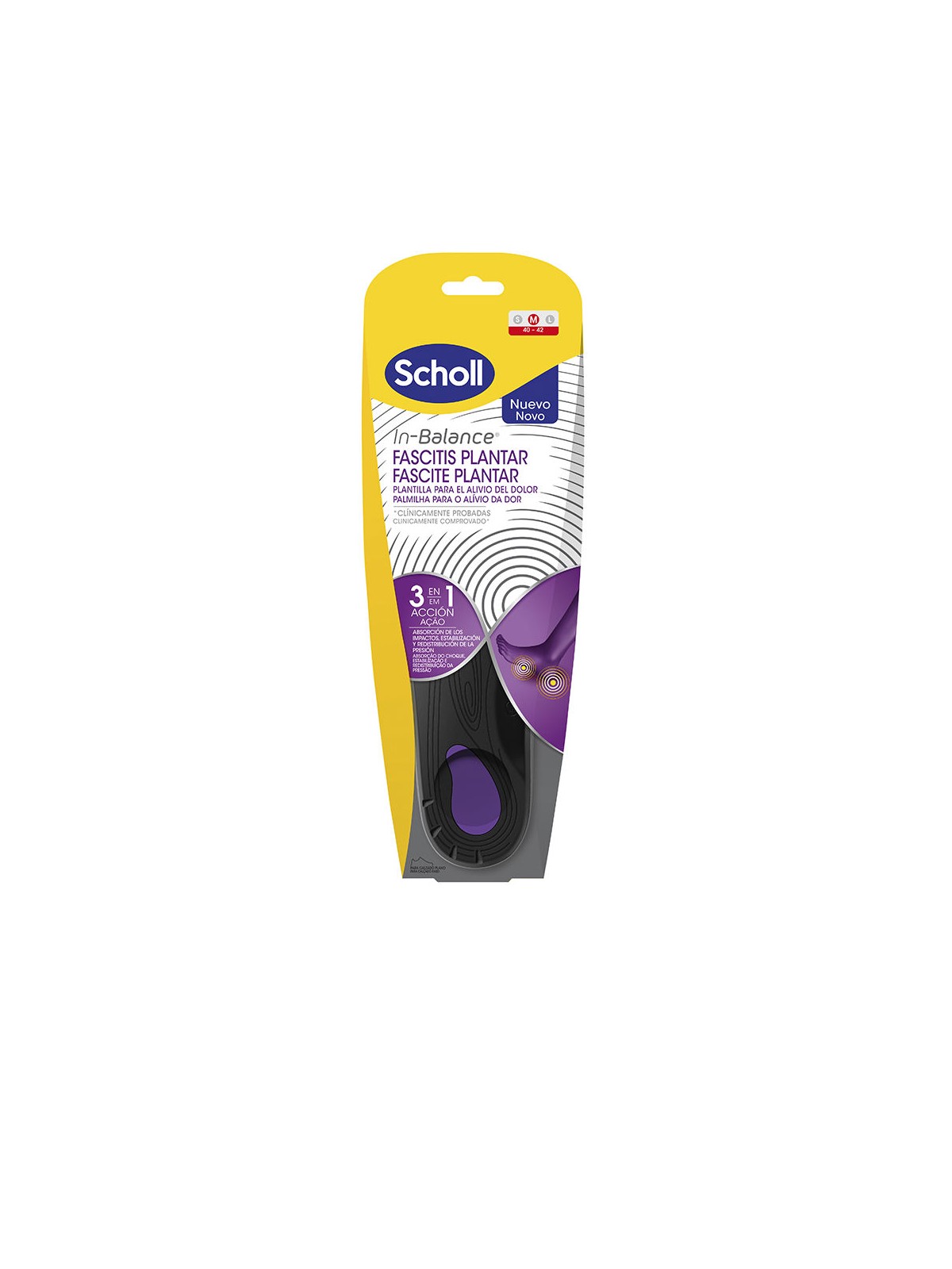 Scholl Solette per alleviare il dolore da fascite plantare con tecnologia 3 in 1 In-Balance n.Taglia M 40-42 1 unità unisex