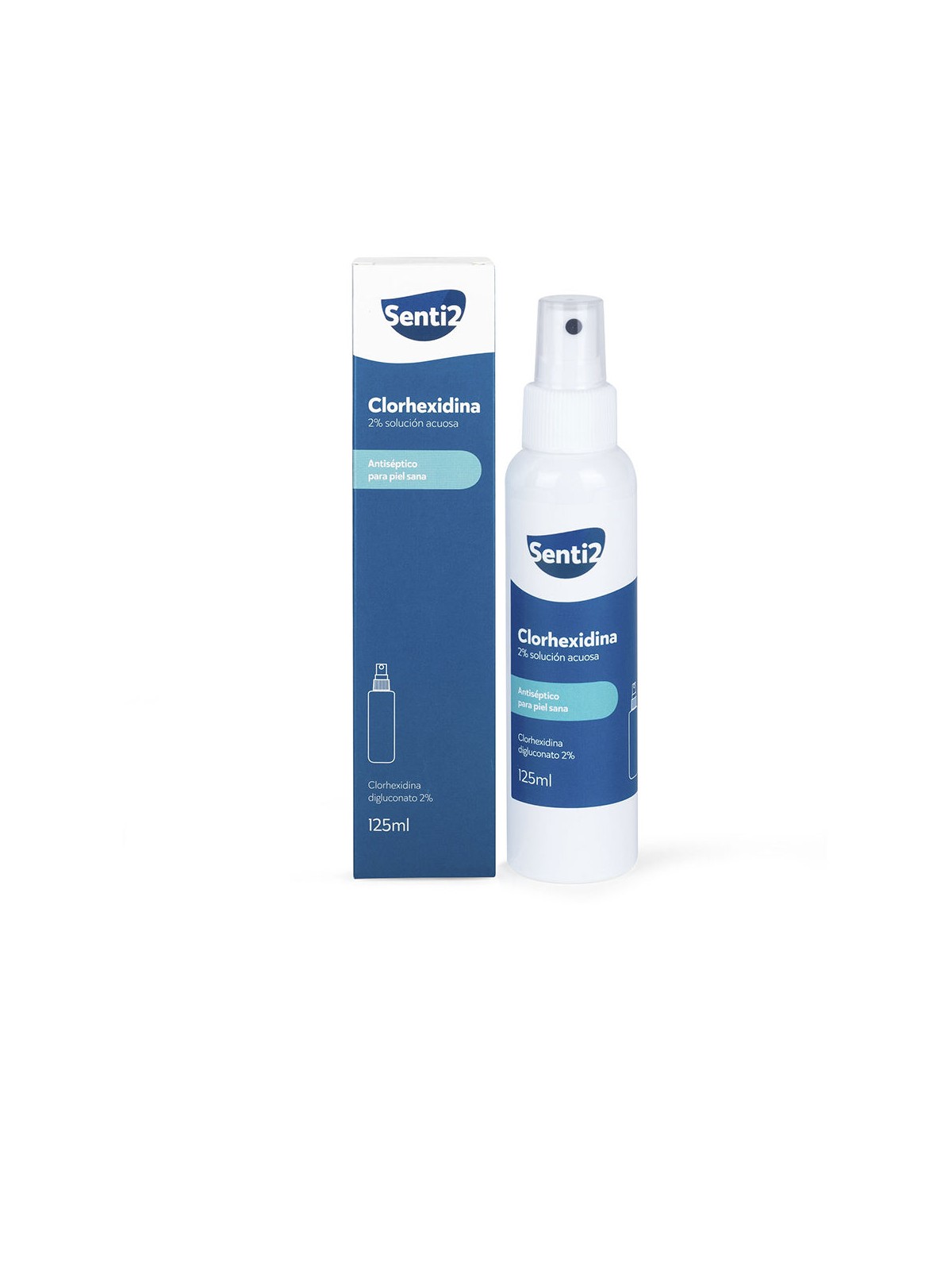 Senti2 Spray antisettico alla clorexidina al 2% per una pelle sana, 125ml unisex