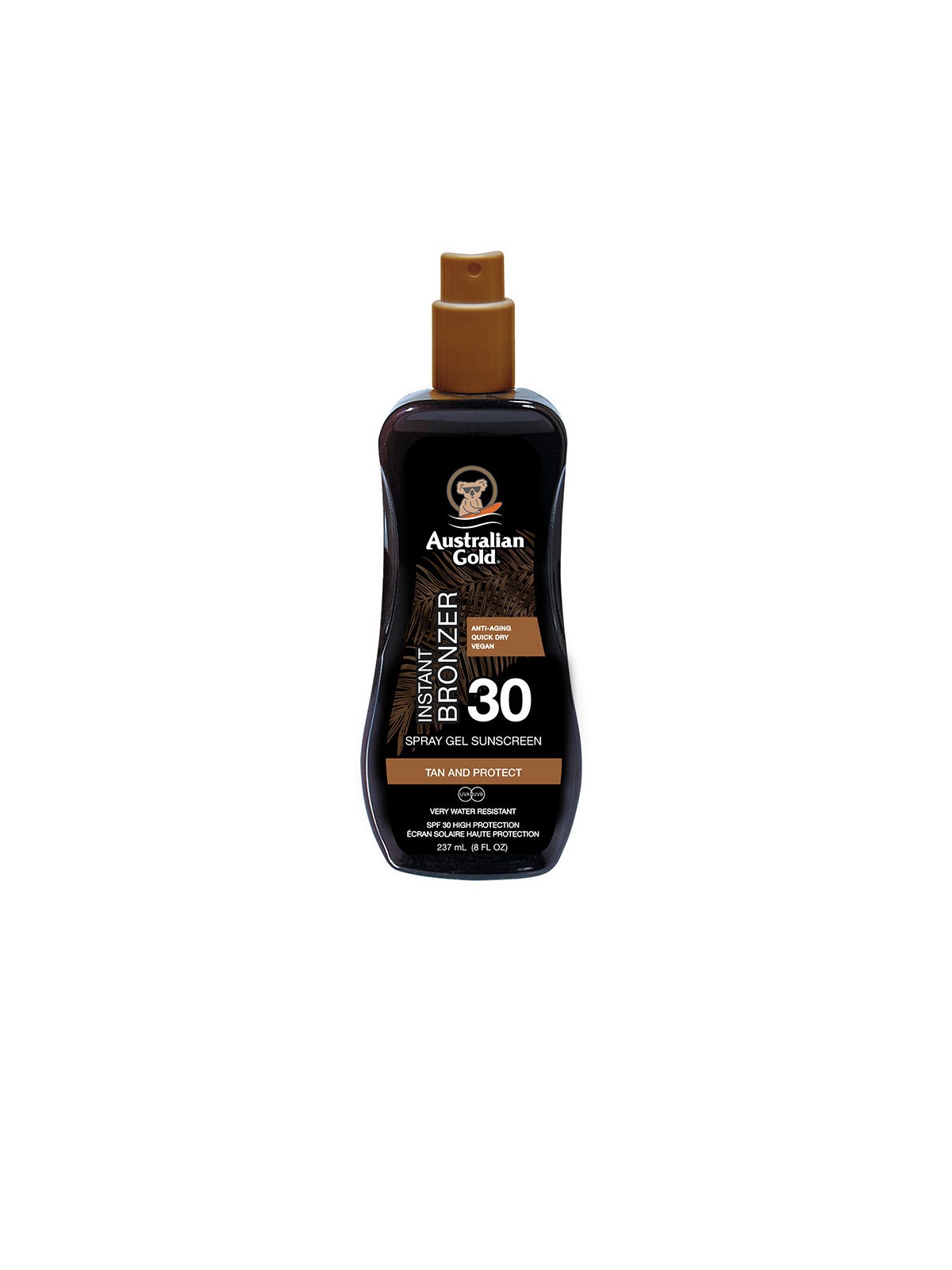 Australian Gold Spray gel solare SPF30 con autoabbronzante istantaneo 237ml unisex