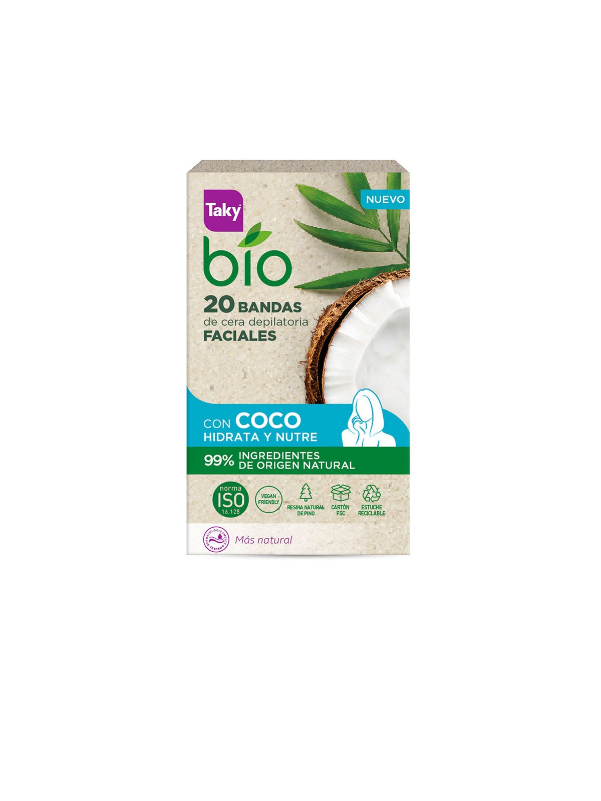 Taky Strisce depilatorie per il viso BIO COCO, 20 pezzi donna