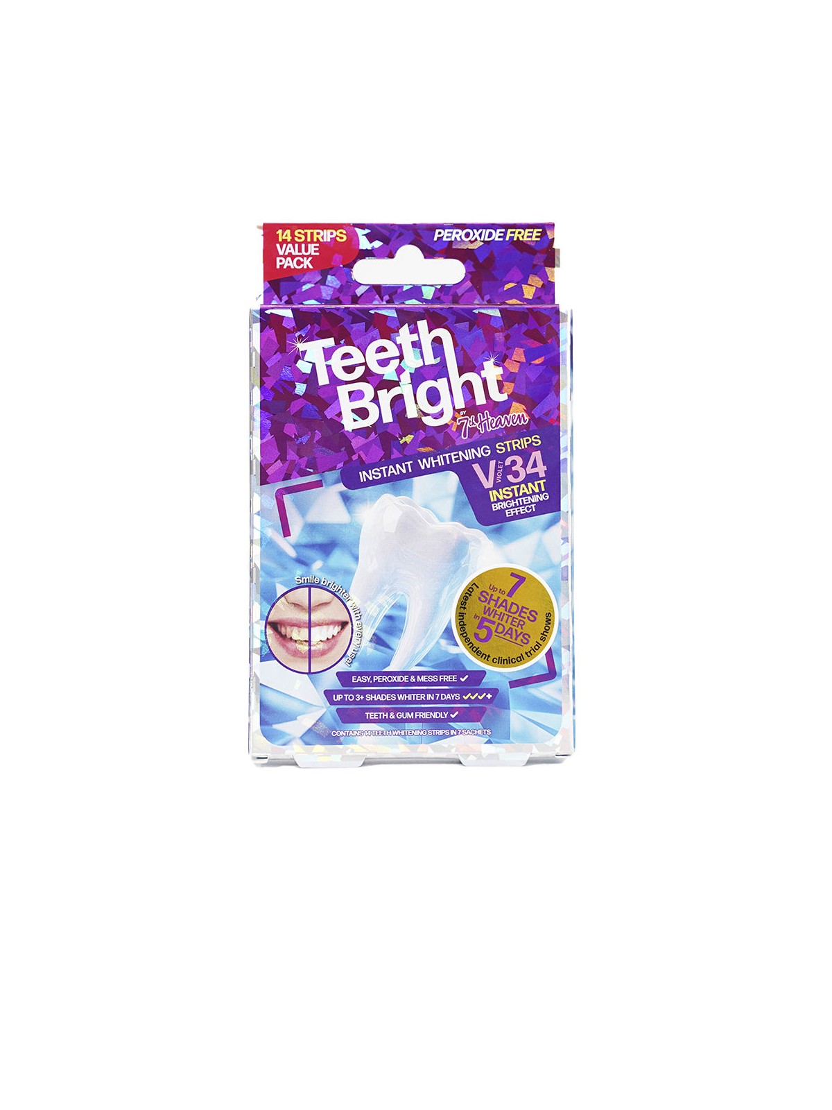 7th Heaven Strisce sbiancanti per denti TEETH BRIGHT, 14 pezzi unisex