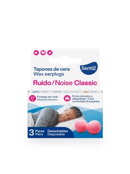 Senti2 Tappi per le orecchie in cera NOISE, 3 pezzi unisex