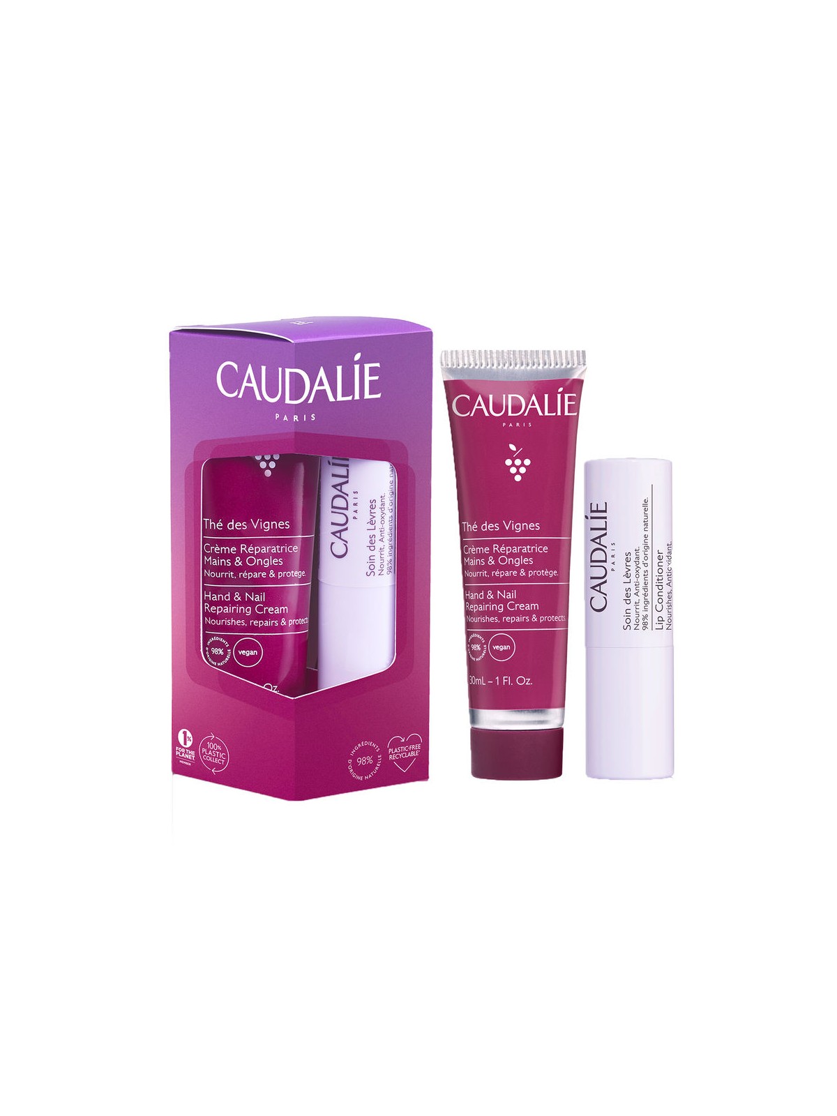 Caudalie THÉ DES VAGNOS SET DI 2 PEZZI MANI E LABBRA Crema de manos y uñas 30 ml + Stick Tratamiento para labios 4,5 g donna