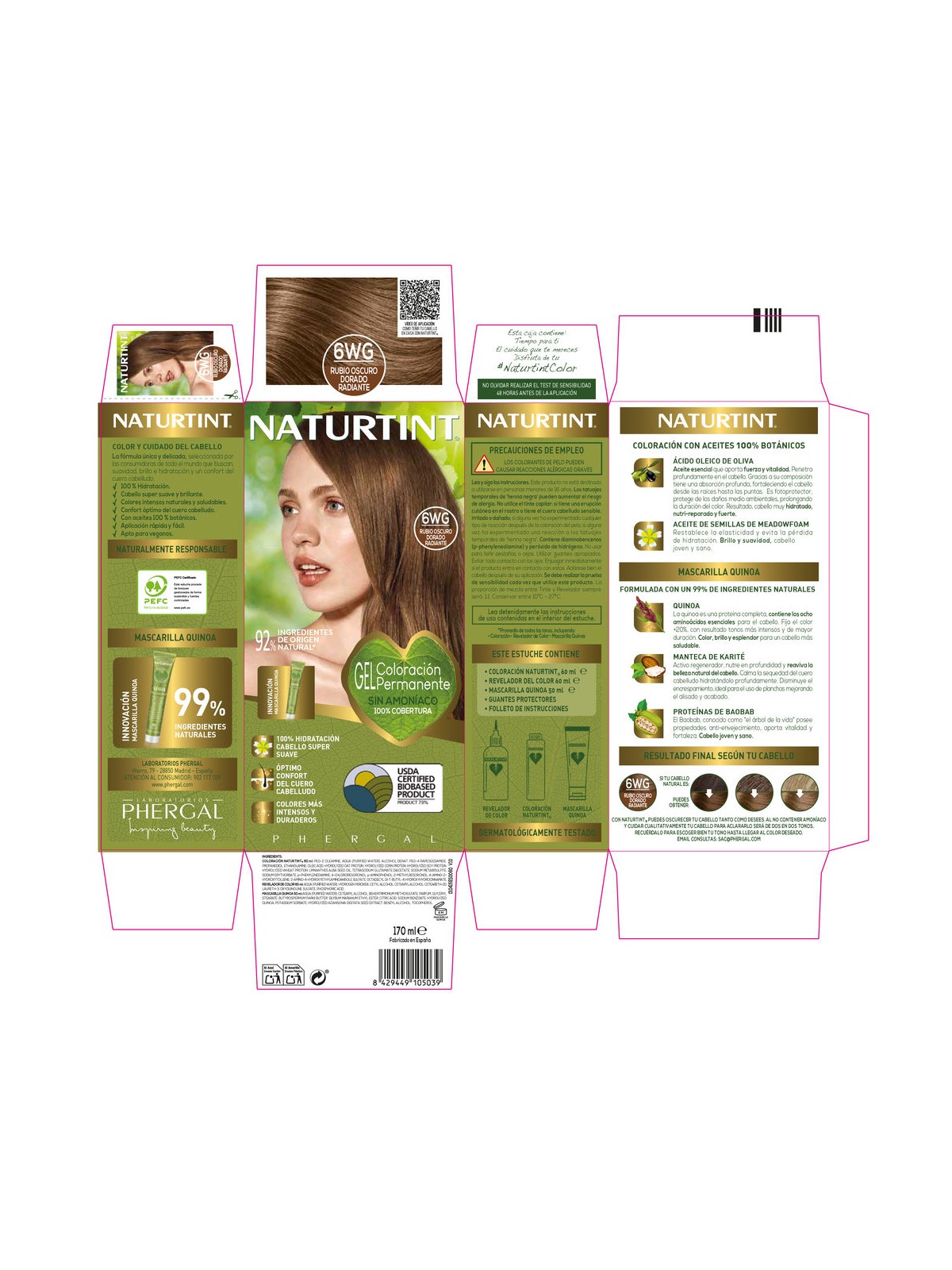 Naturtint Tintura per capelli NATURTINT senza ammoniaca n.6Wg - Biondo Dorato Scuro Radioso 170ml unisex