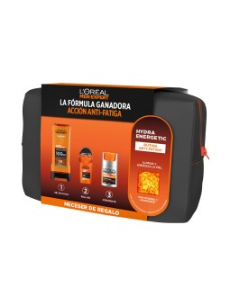 L'Oréal Paris UOMO EXPERT HYDRA ENERGETIC CASE 3 pezzi shower gel + roll-on + moisturizer + toiletry bag uomo