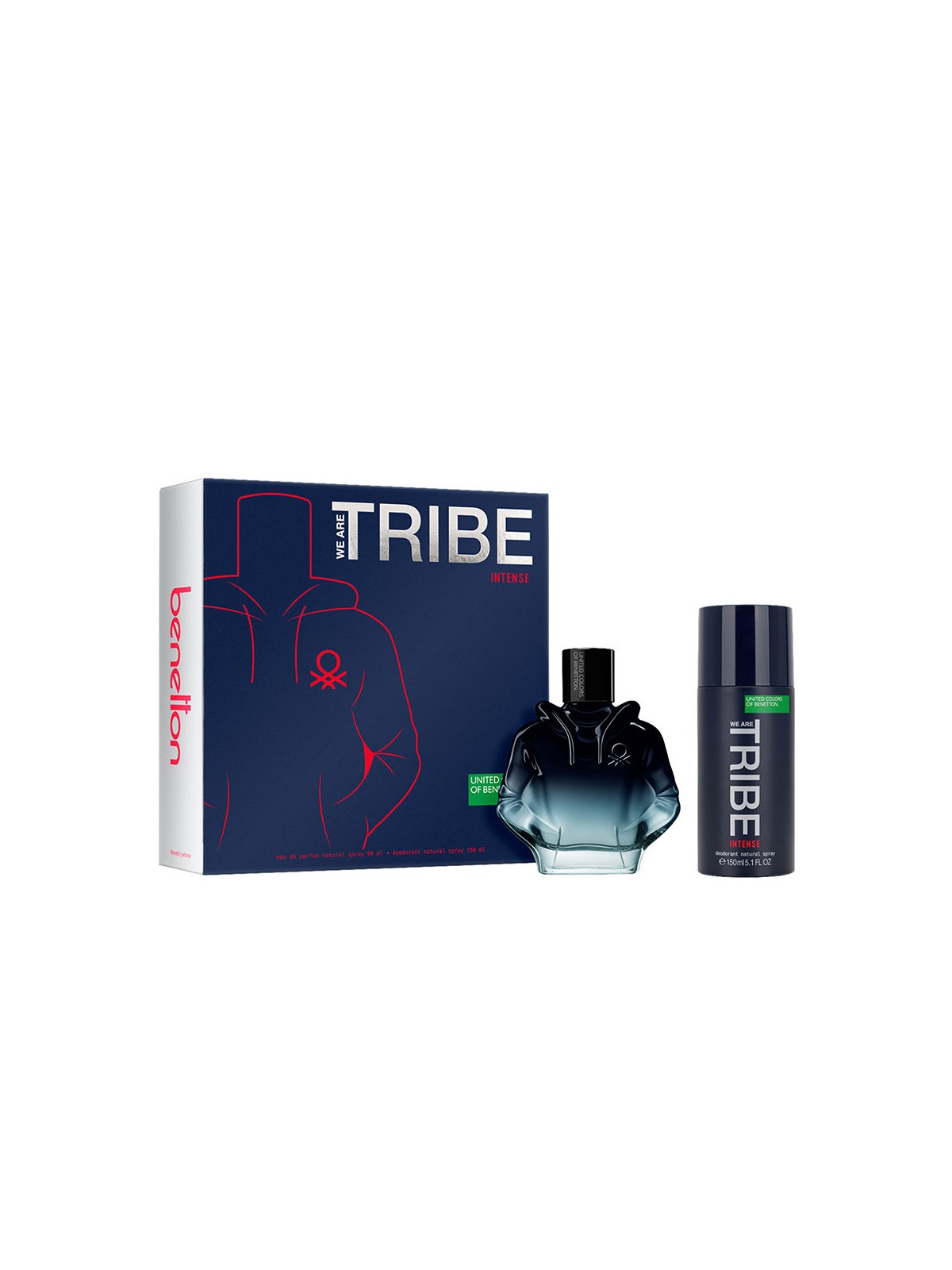 Benetton WE ARE TRIBE INTENSE MEN CASE 2 pcs Eau de Parfum spray 90 ml + deodorant spray 150 ml uomo