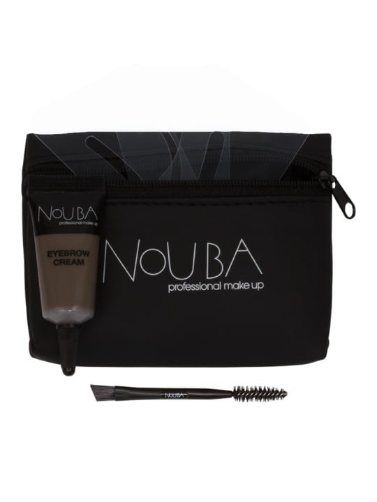 Set da 20 pezzi Nouba: Pennello per sopracciglia Nouba + Gel per sopracciglia Nouba 7ml + Pochette in tessuto nera
