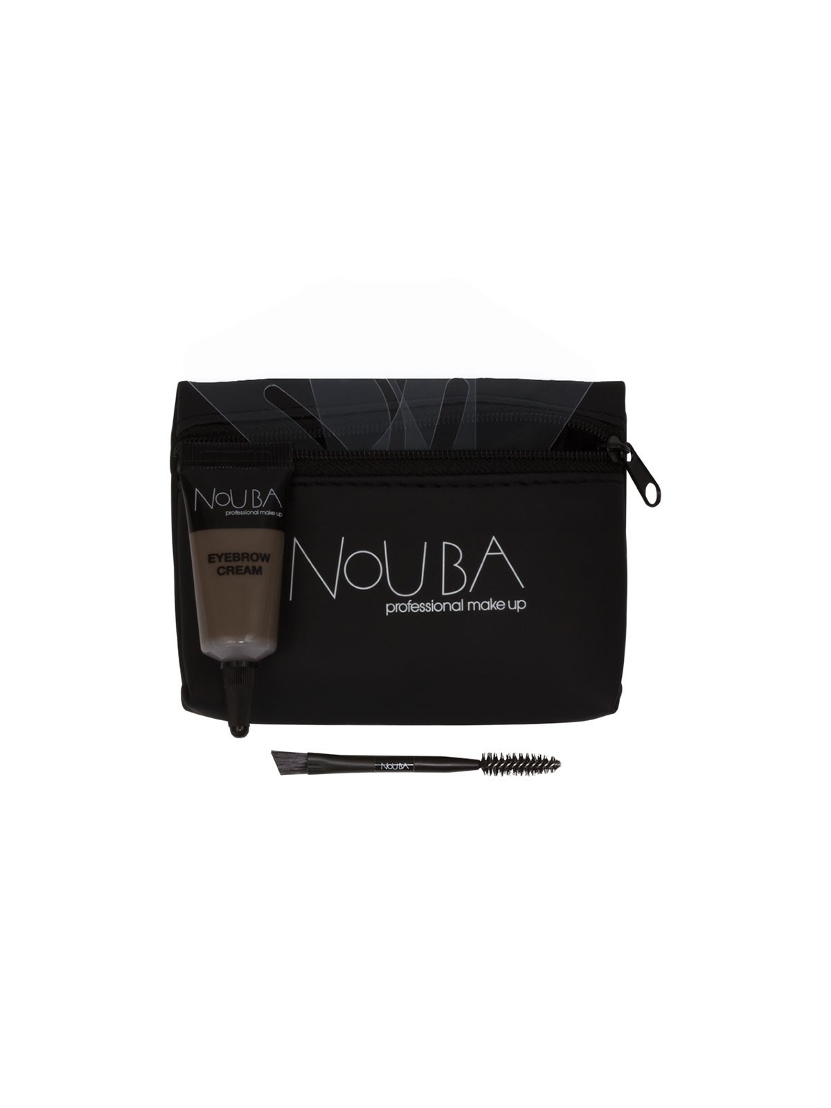 Set da 20 pezzi Nouba: Pennello per sopracciglia Nouba + Gel per sopracciglia Nouba 7ml + Pochette in tessuto nera