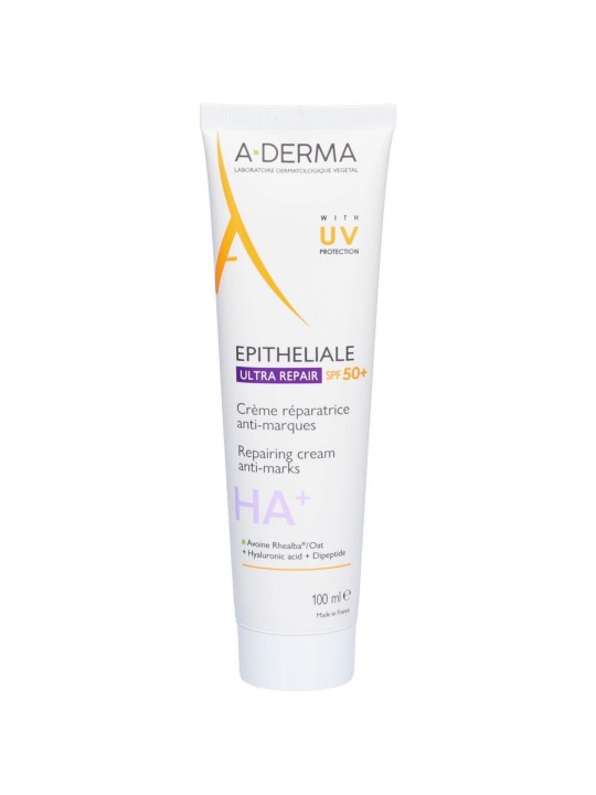 A-Derma Epitheliale Ultra Repair Crema riparatrice quotidiana senza parabeni per viso e corpo SPF 50+ 100ml