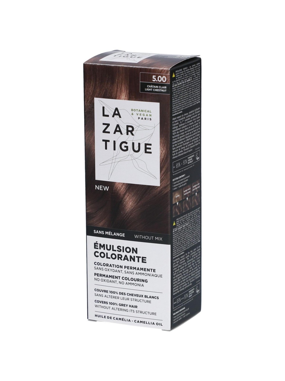 Lazartigue Emulsion Colorante Tintura Permanente per Capelli 5.00 Castano Chiaro 60ml