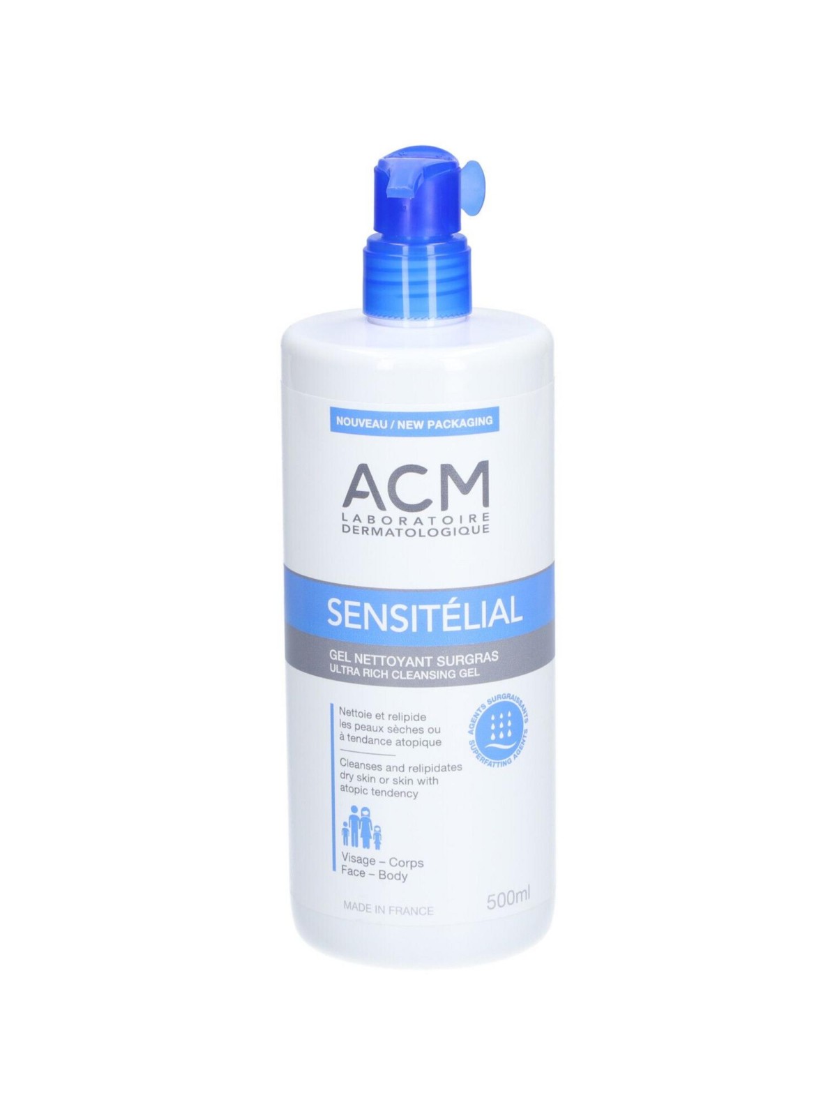 Laboratoire ACM Sensitelial Gel Doccia Detergente per Pelli Sensibili Da Molto Secche a Potenzialmente Atopiche 500ml