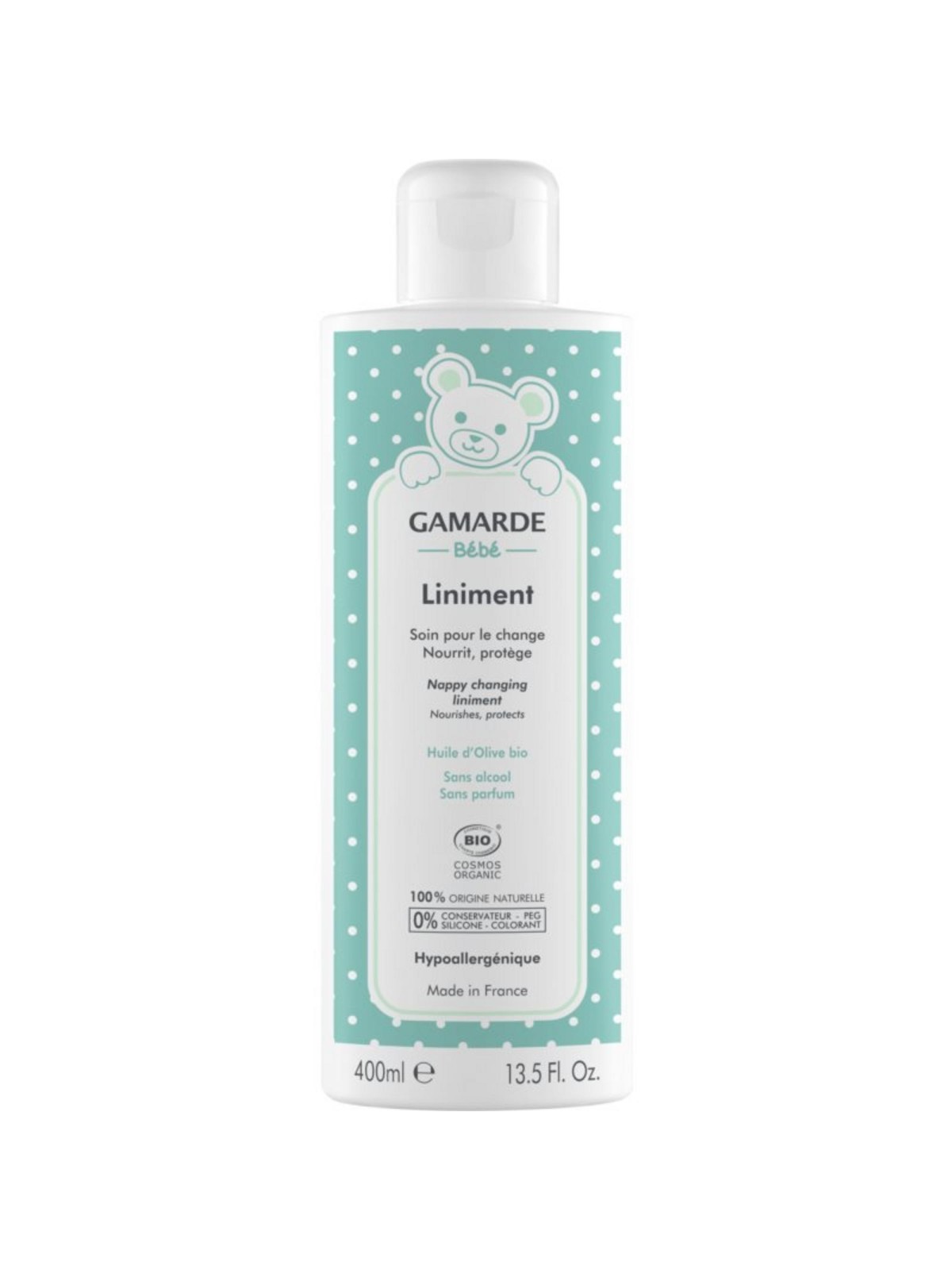 Gamarde Baby Liniment Bio Nutrisce e Protegge - Lozione per il cambio quotidiano del pannolino 400ml