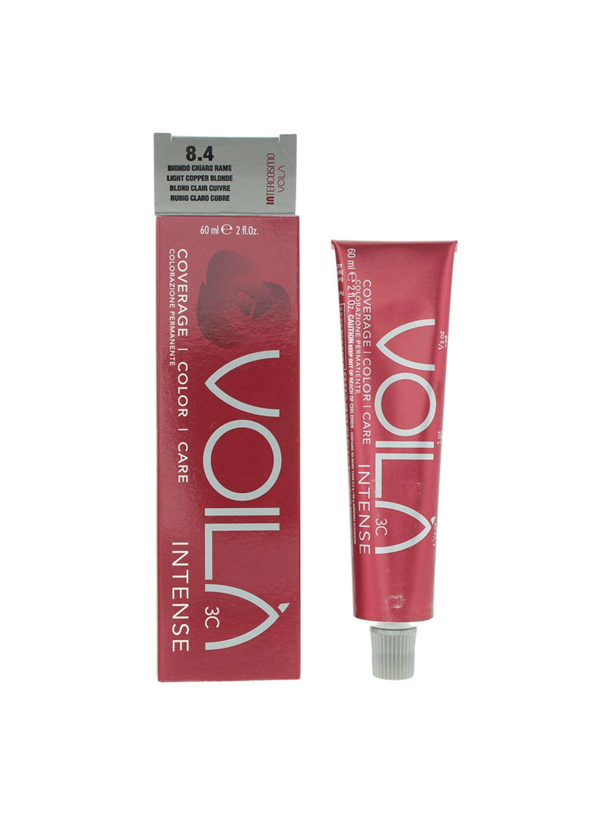 Tintura per capelli permanente intensa Intercosmo Voila 3C 8.4 Biondo Rame Chiaro 60ml