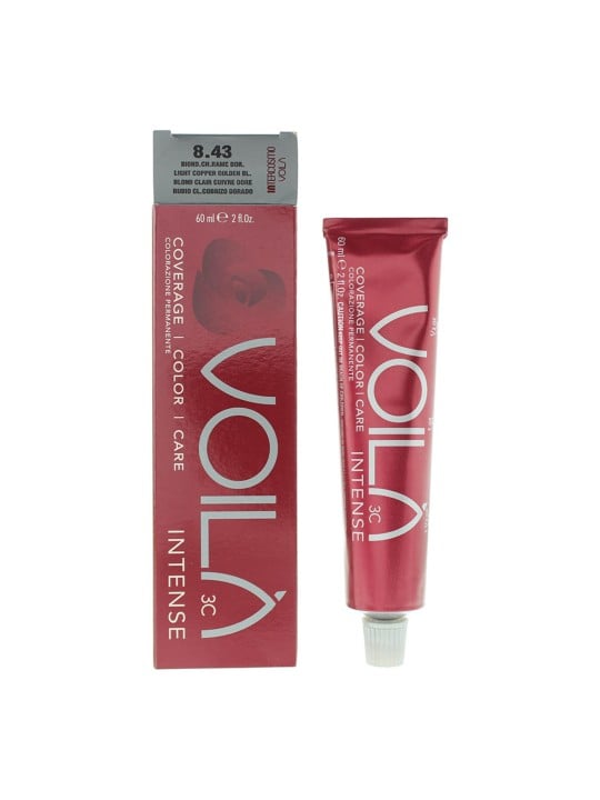 Tintura per capelli permanente intensa Intercosmo Voila 3C 8.43 Biondo dorato ramato chiaro 60ml