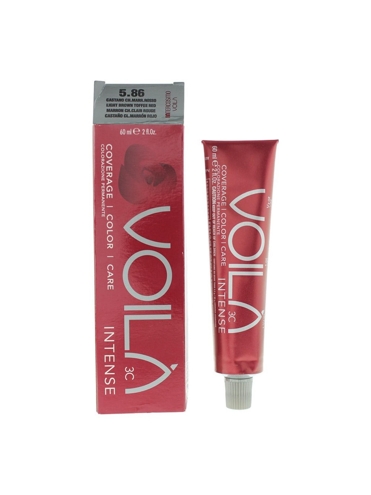 Tintura per capelli permanente intensa Intercosmo Voila 3C 5.86 Castano chiaro rosso caramello 60ml