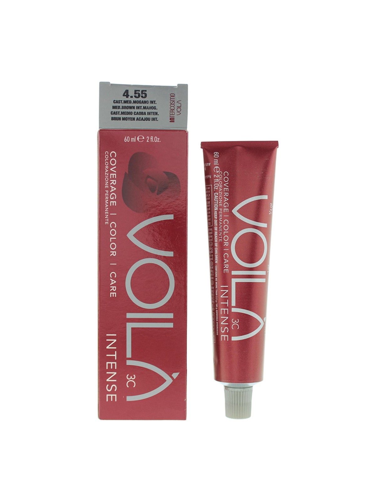 Tintura per capelli permanente Intercosmo Voila 3C Intense 4.55 Castano Medio Mogano Intenso 60ml