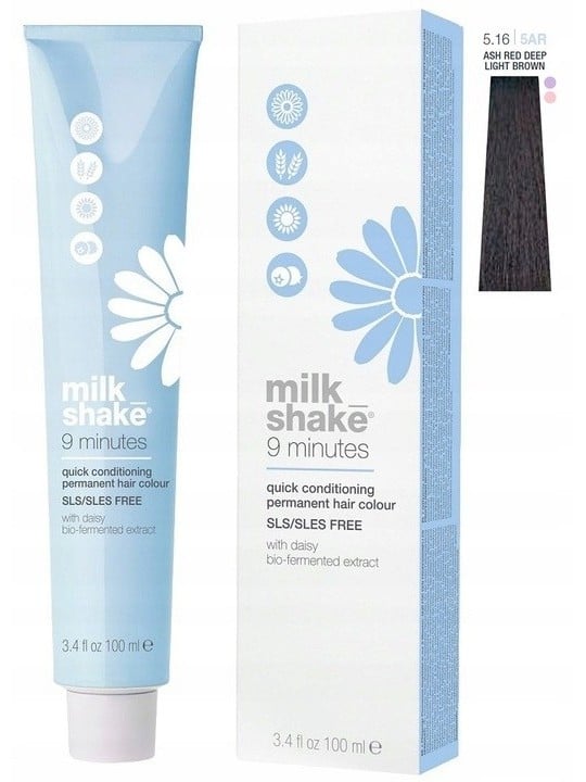 Tintura per capelli permanente Milk Shake 9 Minutes 5.165AR Rosso cenere Castano chiaro intenso 100ml