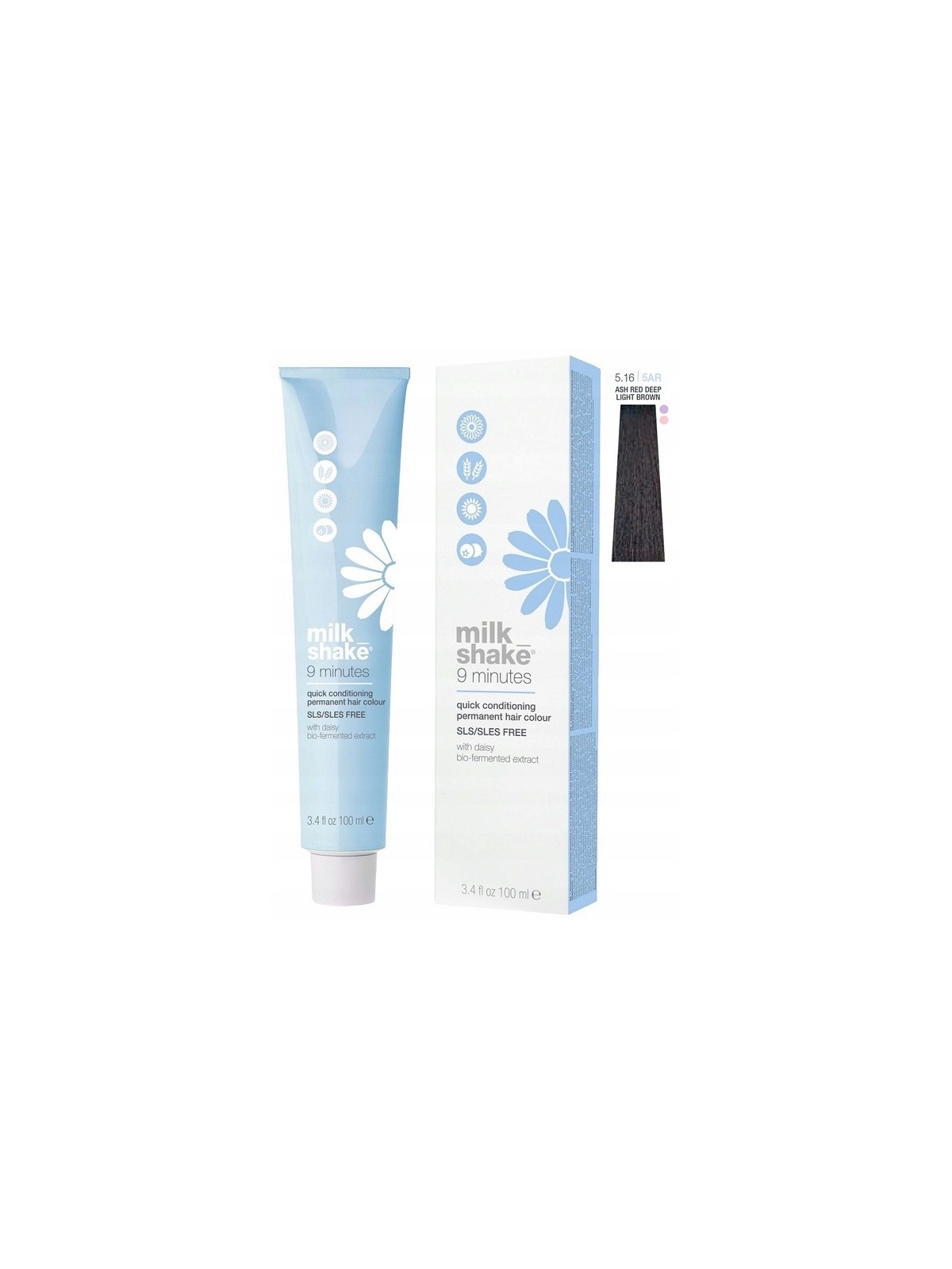 Tintura per capelli permanente Milk Shake 9 Minutes 5.165AR Rosso cenere Castano chiaro intenso 100ml