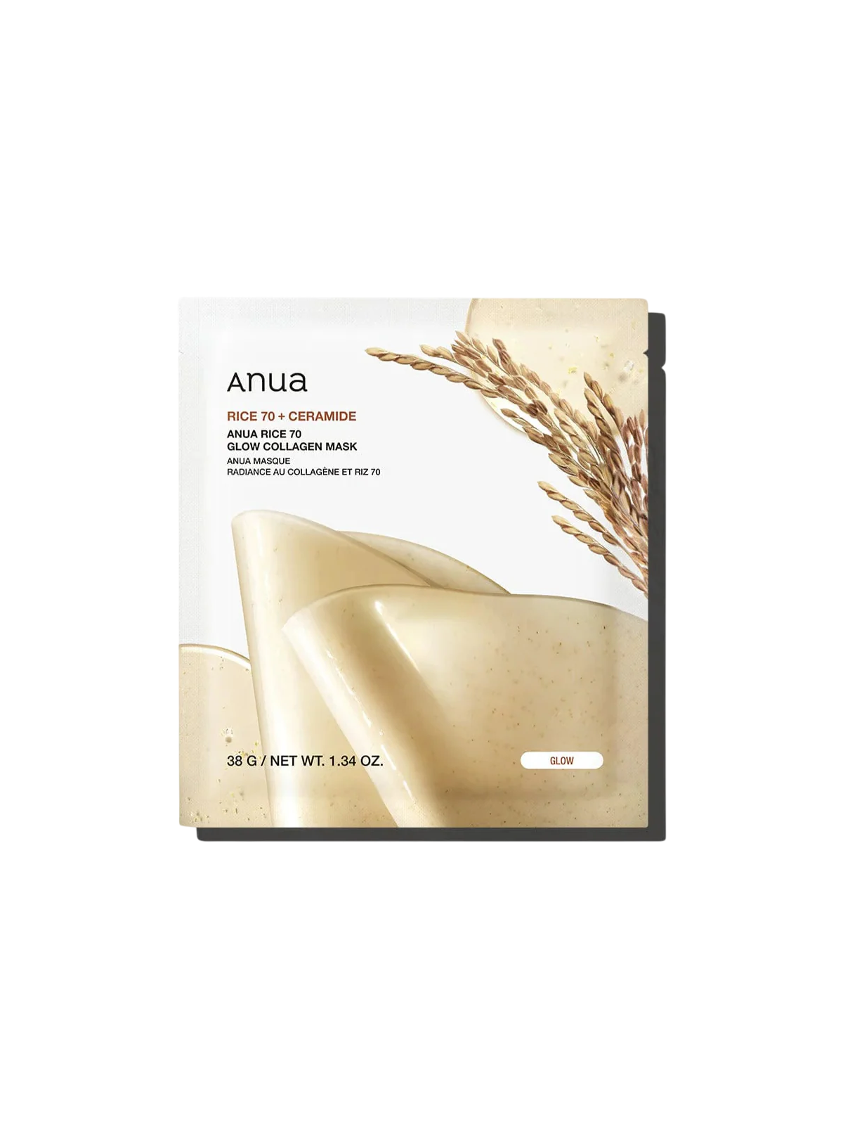 Set di maschere viso illuminanti Anua Rice 70 Glow Collagen Glow Sheet Mask 4 pezzi 38 g