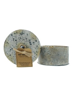 Candela profumata rotonda in latta vittoriana Bali Mantra al gusto di pesca e pompelmo 280 g