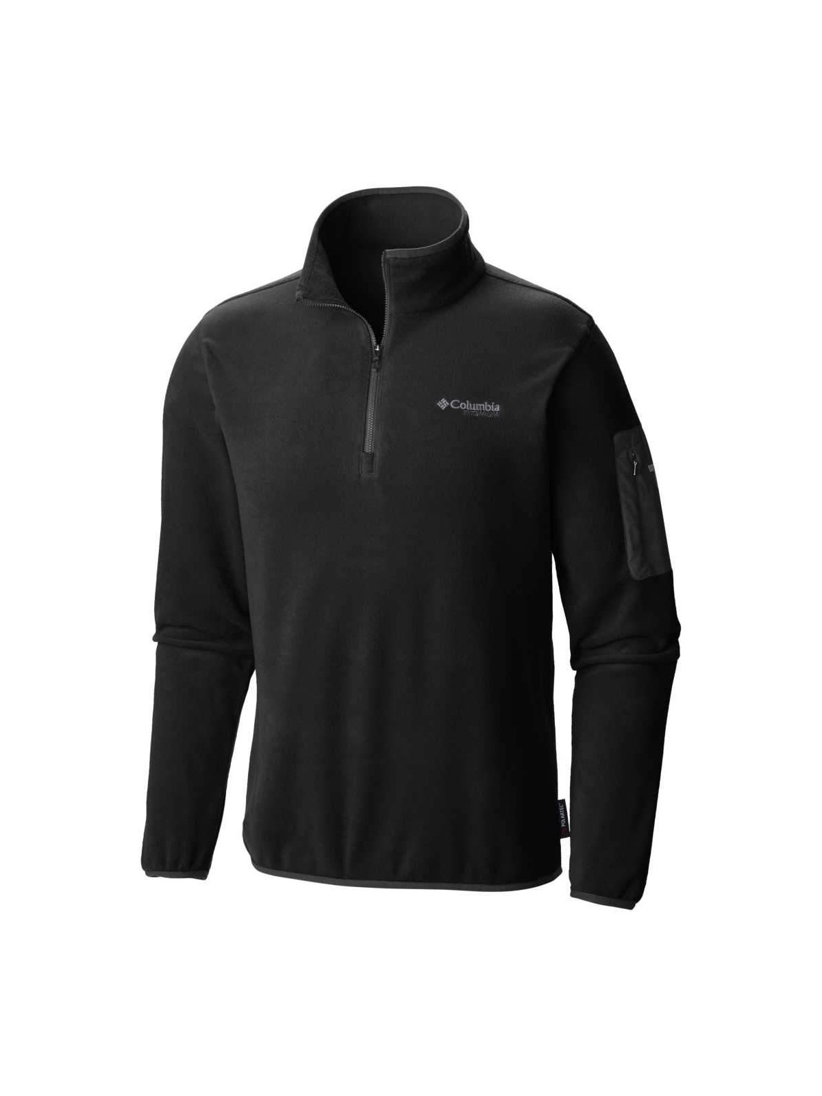 Felpa sportiva da uomo Columbia Titan Pass 1.0 con mezza zip sintetica nera taglia M