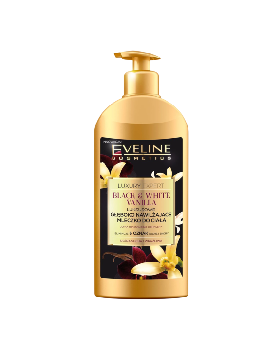 Eveline Cosmetics Luxury Expert Black & White Vanilla Vanilla Lozione corpo idratante da applicare quotidianamente 350ml
