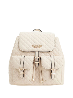 Zaino Guess Adam Flap in poliuretano e tessuto colore pietra donna